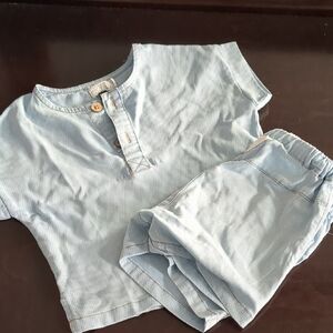 Light Blue Kids Shirt and Shorts Set 18 Months